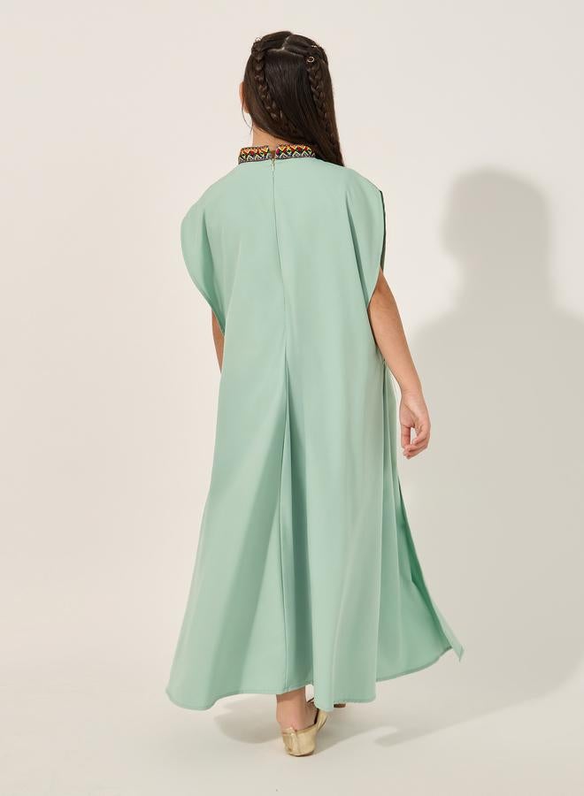 Amirah Embroidered Cape Sleeve V-Neck Kaftan - Image 5